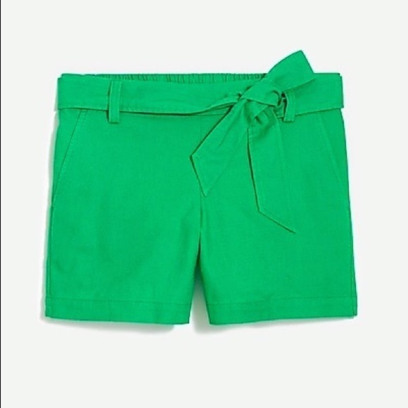 J Crew Green Tie Waist Linen Shorts 411 - Picture 1 of 5